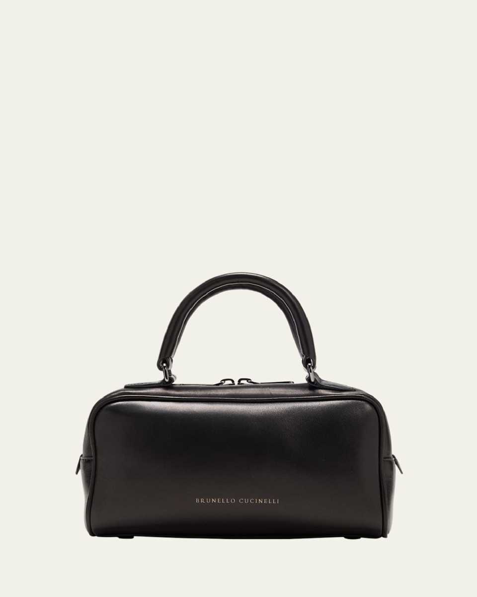 Medium Boston Glossy Leather Top-Handle Bag